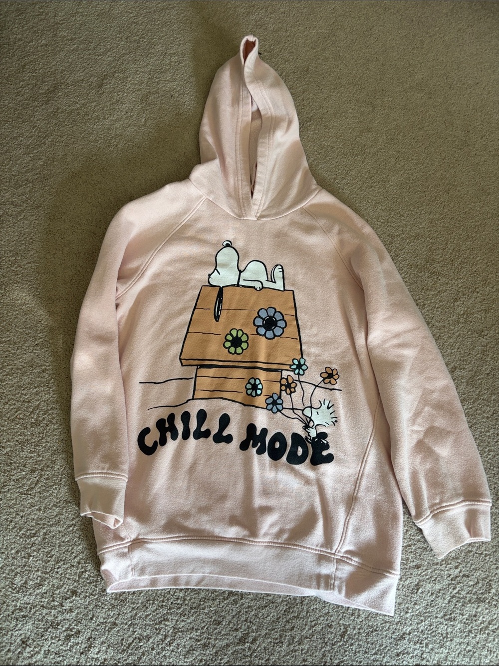 Old Navy girls 10/12 Light Pink 'Chill Mode' Snoopy Hoodie